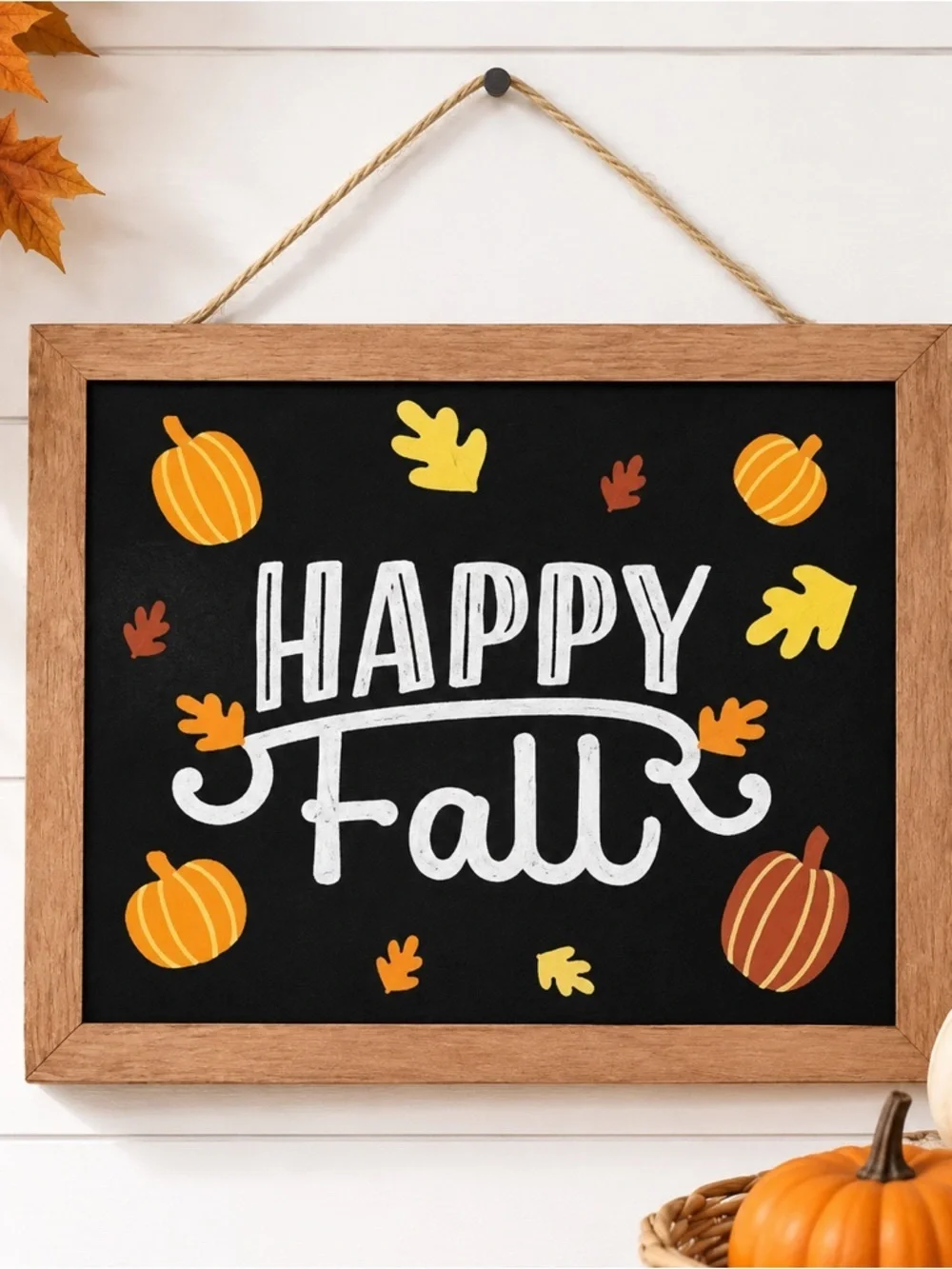 Happy Fall Pumpkin Leaves Hanging Sign